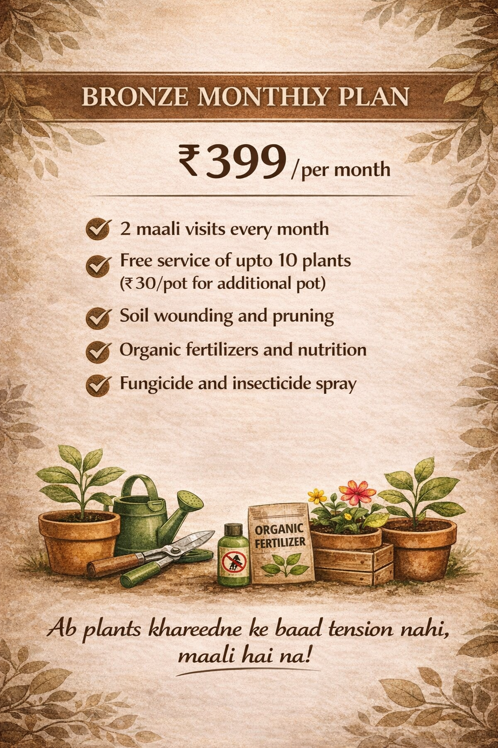 Bronze Monthly Plan - Maali Services