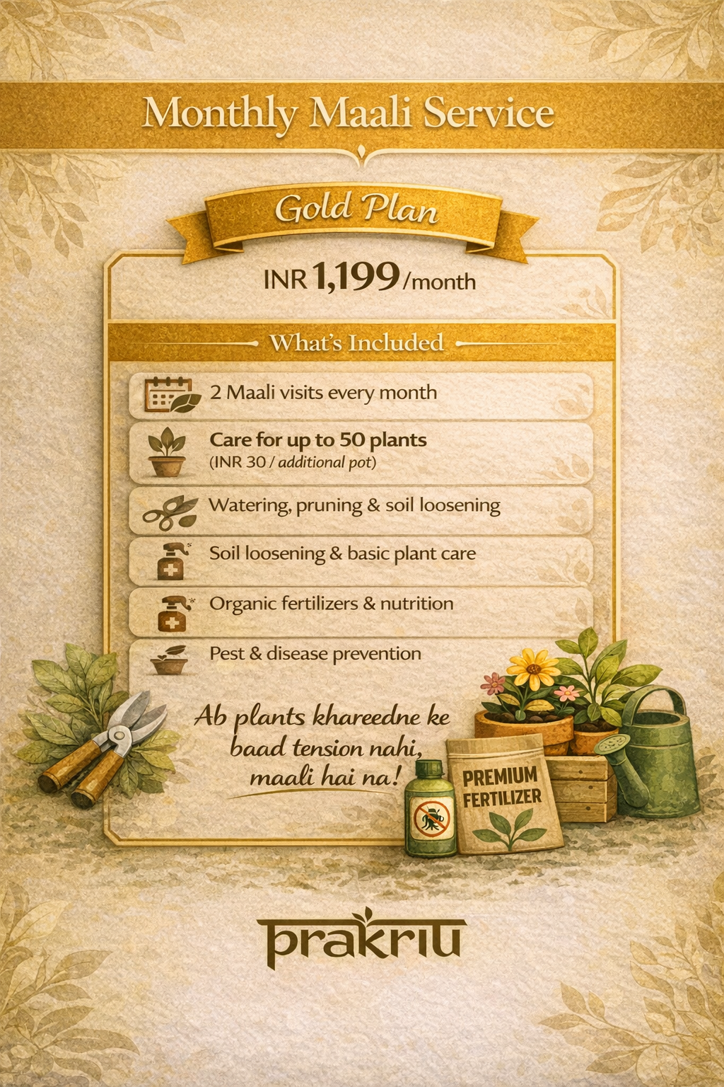 Gold Monthly Plan - Maali Services