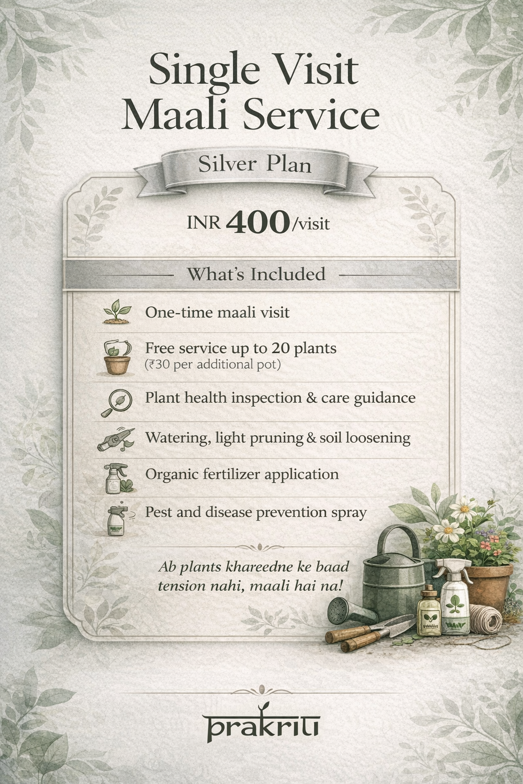 Single Visit Maali Service - Silver Plan